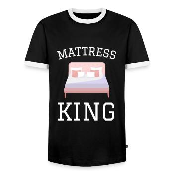 Best Salesman Bed Mattress Doctor - Men's Ringer Shirt - black/white - Front - AI Model Female 172 light (172cm) & AI Model Male 178 light (178cm)