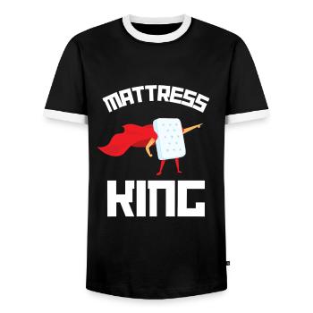 Best Salesman Bed Mattress Doctor - Men's Ringer Shirt - black/white - Front - AI Model Female 172 light (172cm) & AI Model Male 178 light (178cm)