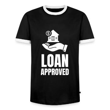 Loan Heartbeat - Loan Officer Mortgage Broker - Men's Ringer Shirt - black/white - Front - AI Model Female 172 light (172cm) & AI Model Male 178 light (178cm)