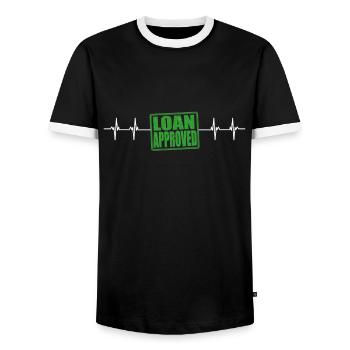 Loan Heartbeat - Loan Officer Mortgage Broker - Men's Ringer Shirt - black/white - Front - AI Model Female 172 light (172cm) & AI Model Male 178 light (178cm)