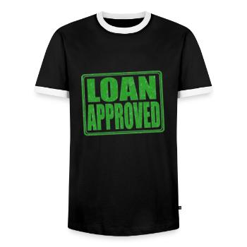 Loan Heartbeat - Loan Officer Mortgage Broker - Men's Ringer Shirt - black/white - Front - AI Model Female 172 light (172cm) & AI Model Male 178 light (178cm)