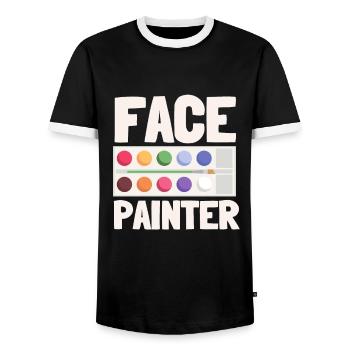 Face Painter And Face Painting - Men's Ringer Shirt - black/white - Front - AI Model Female 172 light (172cm) & AI Model Male 178 light (178cm)