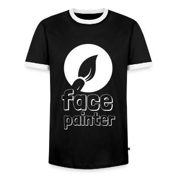 Face Painter And Face Painting - Men's Ringer Shirt - black/white - Front - AI Model Female 172 light (172cm) & AI Model Male 178 light (178cm)
