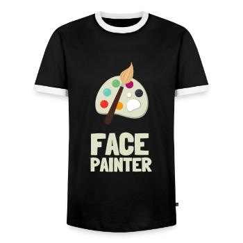 Face Painter And Face Painting - Men's Ringer Shirt - black/white - Front - AI Model Female 172 light (172cm) & AI Model Male 178 light (178cm)