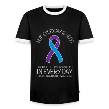 Psoriatic Arthritis Warrior & Chronic PSA - Men's Ringer Shirt - black/white - Front - AI Model Female 172 light (172cm) & AI Model Male 178 light (178cm)
