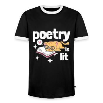 Poetry Is Lit - Männer Kontrast-T-Shirt - Schwarz/Weiß - Vorne - AI Model Female 172 light (172cm) & AI Model Male 178 light (178cm)