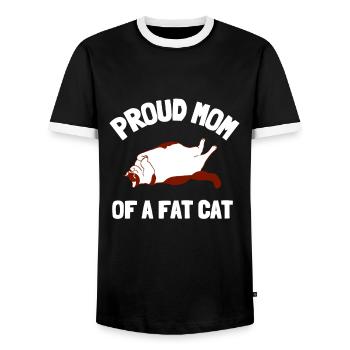 Fat Cat Obesity - Männer Kontrast-T-Shirt - Schwarz/Weiß - Vorne - AI Model Female 172 light (172cm) & AI Model Male 178 light (178cm)
