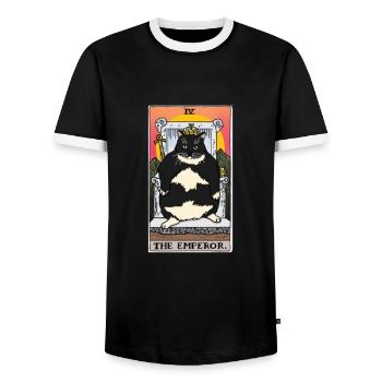 Fat Cat Obesity - Männer Kontrast-T-Shirt - Schwarz/Weiß - Vorne - AI Model Female 172 light (172cm) & AI Model Male 178 light (178cm)