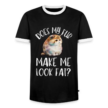 Fat Cat Obesity - Männer Kontrast-T-Shirt - Schwarz/Weiß - Vorne - AI Model Female 172 light (172cm) & AI Model Male 178 light (178cm)