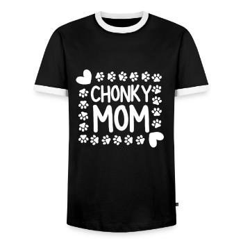 Chonk Cat Obesity - Men's Ringer Shirt - black/white - Front - AI Model Female 172 light (172cm) & AI Model Male 178 light (178cm)
