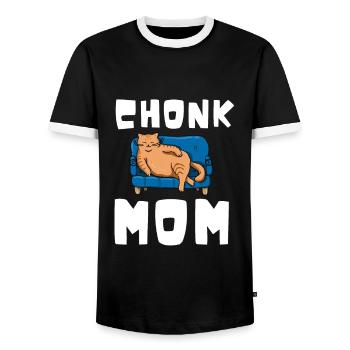 Chonk Cat Obesity - Men's Ringer Shirt - black/white - Front - AI Model Female 172 light (172cm) & AI Model Male 178 light (178cm)
