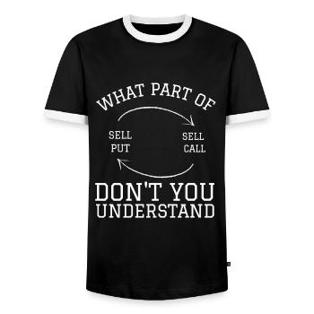 Trading d’options de volatilité Trader - T-shirt contrasté Homme - noir/blanc - Devant - AI Model Female 172 light (172cm) & AI Model Male 178 light (178cm)