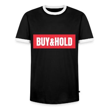 Stratégie d’investissement Buy and Hold - T-shirt contrasté Homme - noir/blanc - Devant - AI Model Female 172 light (172cm) & AI Model Male 178 light (178cm)