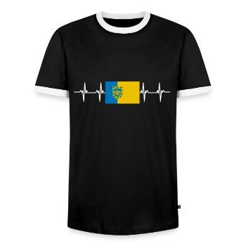 Ciudad de Mexico City Flag - Männer Kontrast-T-Shirt - Schwarz/Weiß - Vorne - AI Model Female 172 light (172cm) & AI Model Male 178 light (178cm)