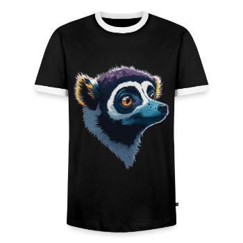 Lemur - Men's Ringer Shirt - black/white - Front - AI Model Female 172 light (172cm) & AI Model Male 178 light (178cm)