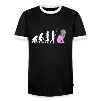 Sphynx Mom Cat Hairless Cat Owner - Men's Ringer Shirt - black/white - Front - AI Model Female 172 light (172cm) & AI Model Male 178 light (178cm)