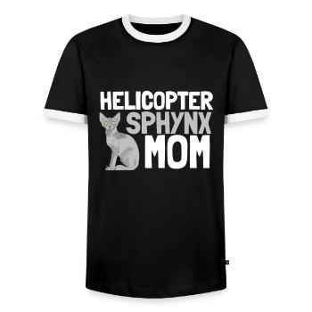Sphynx Mom Cat Hairless Cat Owner - Men's Ringer Shirt - black/white - Front - AI Model Female 172 light (172cm) & AI Model Male 178 light (178cm)