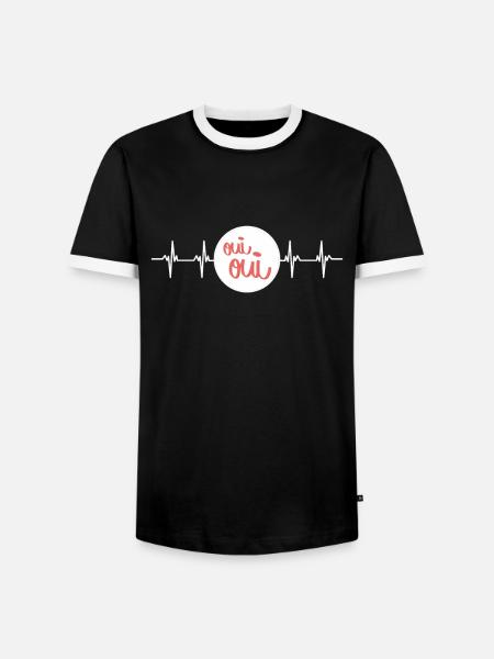 Oui Oui Merci - Männer Kontrast-T-Shirt - Schwarz/Weiß