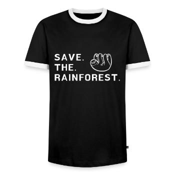 Save The Rainforest - Men's Ringer Shirt - black/white - Front - AI Model Female 172 light (172cm) & AI Model Male 178 light (178cm)