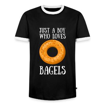 Sesame Bagel New York Jewish Deli - T-shirt contrasté Homme - noir/blanc - Devant - AI Model Female 172 light (172cm) & AI Model Male 178 light (178cm)