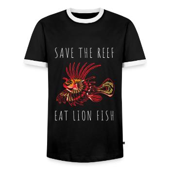 Lionfish Save The Reef Eat Lionfish Spearfishing - Männer Kontrast-T-Shirt - Schwarz/Weiß - Vorne - AI Model Female 172 light (172cm) & AI Model Male 178 light (178cm)