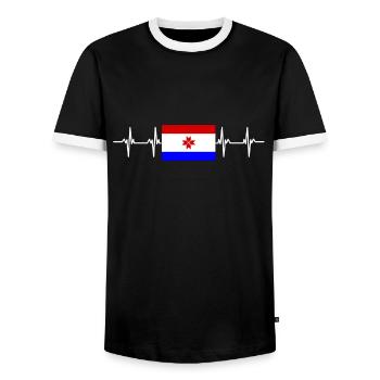 Drapeau russe - Mordovie - T-shirt contrasté Homme - noir/blanc - Devant - AI Model Female 172 light (172cm) & AI Model Male 178 light (178cm)