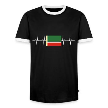Drapeau russe - Tchétchénie - T-shirt contrasté Homme - noir/blanc - Devant - AI Model Female 172 light (172cm) & AI Model Male 178 light (178cm)