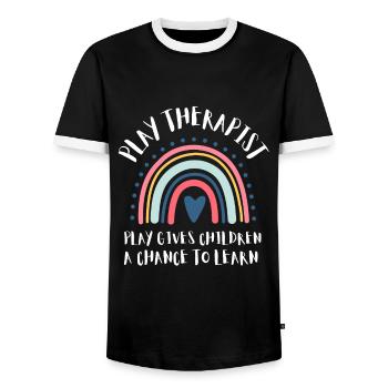 Play Therapist - Recreational Therapy Therapist RT - Männer Kontrast-T-Shirt - Schwarz/Weiß - Vorne - AI Model Female 172 light (172cm) & AI Model Male 178 light (178cm)