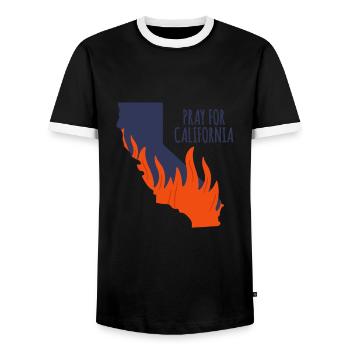 California This Place - Men's Ringer Shirt - black/white - Front - AI Model Female 172 light (172cm) & AI Model Male 178 light (178cm)