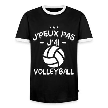 J'Peux Pas ! J'Ai Volleyball 🏐 - T-shirt contrasté Homme - noir/blanc - Devant - AI Model Female 172 light (172cm) & AI Model Male 178 light (178cm)