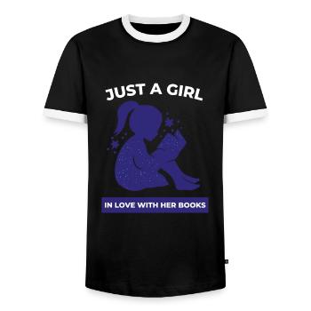 Reading For Girls - Juste une fille amoureuse d’elle - T-shirt contrasté Homme - noir/blanc - Devant - AI Model Female 172 light (172cm) & AI Model Male 178 light (178cm)