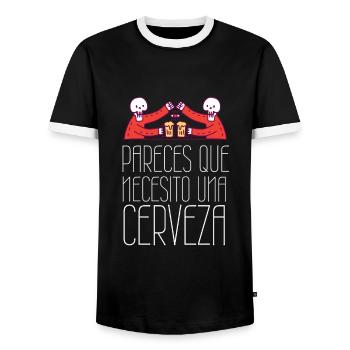 Funny Drinking - You look like I need another beer - Männer Kontrast-T-Shirt - Schwarz/Weiß - Vorne - AI Model Female 172 light (172cm) & AI Model Male 178 light (178cm)