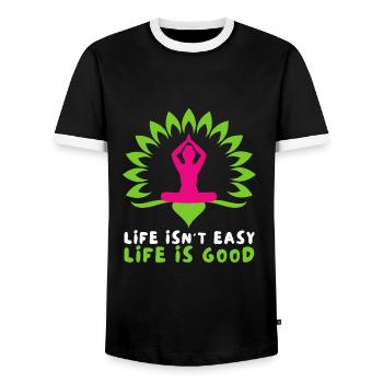 Motivational Quote - Life isn't easy life is good - Männer Kontrast-T-Shirt - Schwarz/Weiß - Vorne - AI Model Female 172 light (172cm) & AI Model Male 178 light (178cm)
