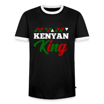 Kenya - T-shirt contrasté Homme - noir/blanc - Devant - AI Model Female 172 light (172cm) & AI Model Male 178 light (178cm)