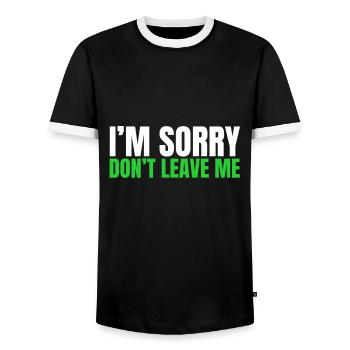 Excuses de couple - Je suis désolé de ne pas me quitter - T-shirt contrasté Homme - noir/blanc - Devant - AI Model Female 172 light (172cm) & AI Model Male 178 light (178cm)