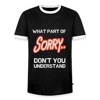 Excuses de couple - Je suis désolé de ne pas me quitter - T-shirt contrasté Homme - noir/blanc - Devant - AI Model Female 172 light (172cm) & AI Model Male 178 light (178cm)