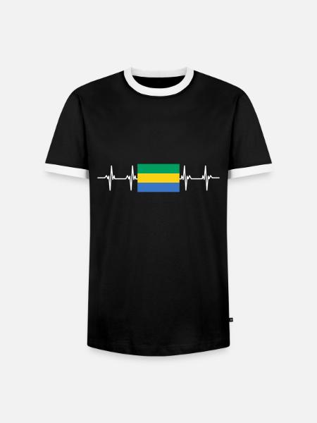 African Flag - Gabon - Men's Ringer Shirt - black/white