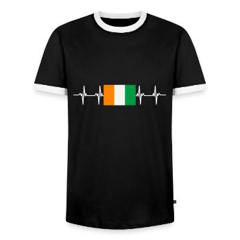 African Flag - Ivory Coast - Men's Ringer Shirt - black/white - Front - AI Model Female 172 light (172cm) & AI Model Male 178 light (178cm)