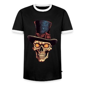 Bunter abstrakter Totenkopf mit Zylinder - Männer Kontrast-T-Shirt - Schwarz/Weiß - Vorne - AI Model Female 172 light (172cm) & AI Model Male 178 light (178cm)