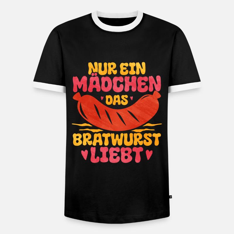Bratwurst als Geschenk - Männer Kontrast-T-Shirt - Schwarz/Weiß