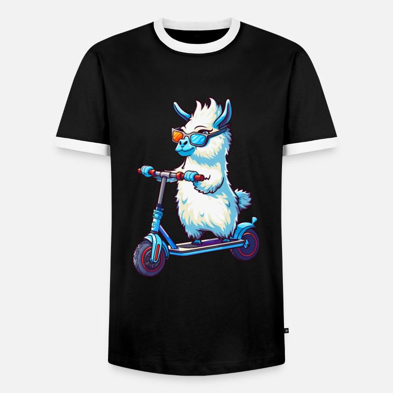 Lama Roller - Männer Kontrast-T-Shirt - Schwarz/Weiß