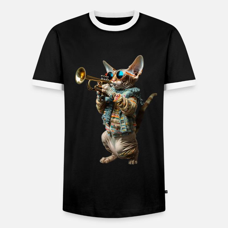 Devon Rex Trompette - T-shirt contrasté Homme - noir/blanc