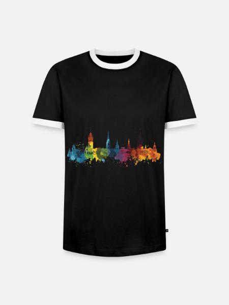 Wiesbaden - Männer Kontrast-T-Shirt - Schwarz/Weiß