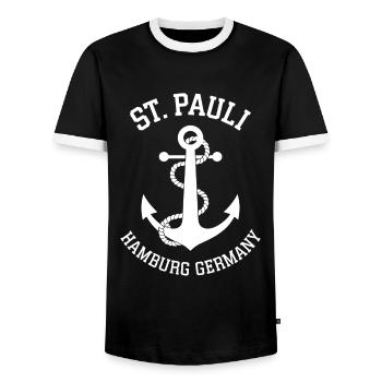 St. Pauli Hamburg Anker Reeperbahn - T-shirt contrasté Homme - noir/blanc - Devant - AI Model Female 172 light (172cm) & AI Model Male 178 light (178cm)