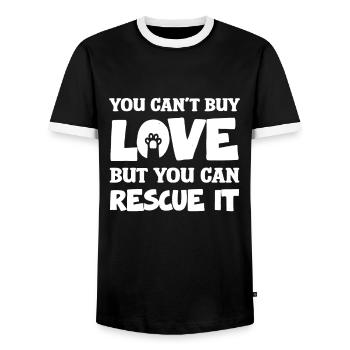You can't buy love, but you can save it - Men's Ringer Shirt - black/white - Front - AI Model Female 172 light (172cm) & AI Model Male 178 light (178cm)