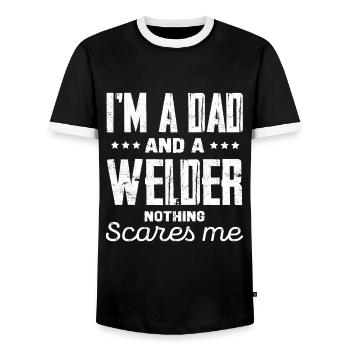 I'm a dad and a welder - Men's Ringer Shirt - black/white - Front - AI Model Female 172 light (172cm) & AI Model Male 178 light (178cm)