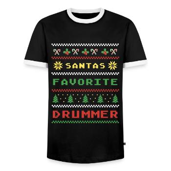 Style tambour de Noël - T-shirt contrasté Homme - noir/blanc - Devant - AI Model Female 172 light (172cm) & AI Model Male 178 light (178cm)