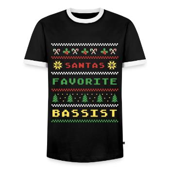 Le bassiste préféré du Père Noël Conception de la basse de Noël - T-shirt contrasté Homme - noir/blanc - Devant - AI Model Female 172 light (172cm) & AI Model Male 178 light (178cm)