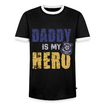 Papa est mon héros Policier - T-shirt contrasté Homme - noir/blanc - Devant - AI Model Female 172 light (172cm) & AI Model Male 178 light (178cm)
