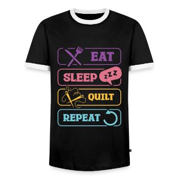 Eat Sleep Quilt Repeat Muster Design - Männer Kontrast-T-Shirt - Schwarz/Weiß - Vorne - AI Model Female 172 light (172cm) & AI Model Male 178 light (178cm)